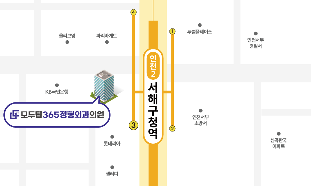 모두탑365정형외과 인천서구점 오시는길 지도